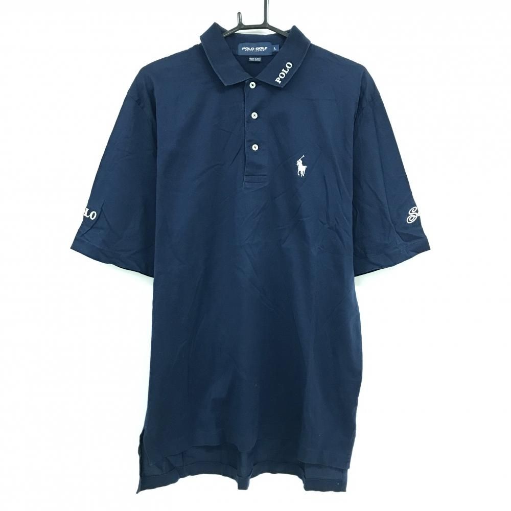 ポロゴルフ ラルフローレン 半袖ポロシャツ ネイビー ロゴ白 メンズ L