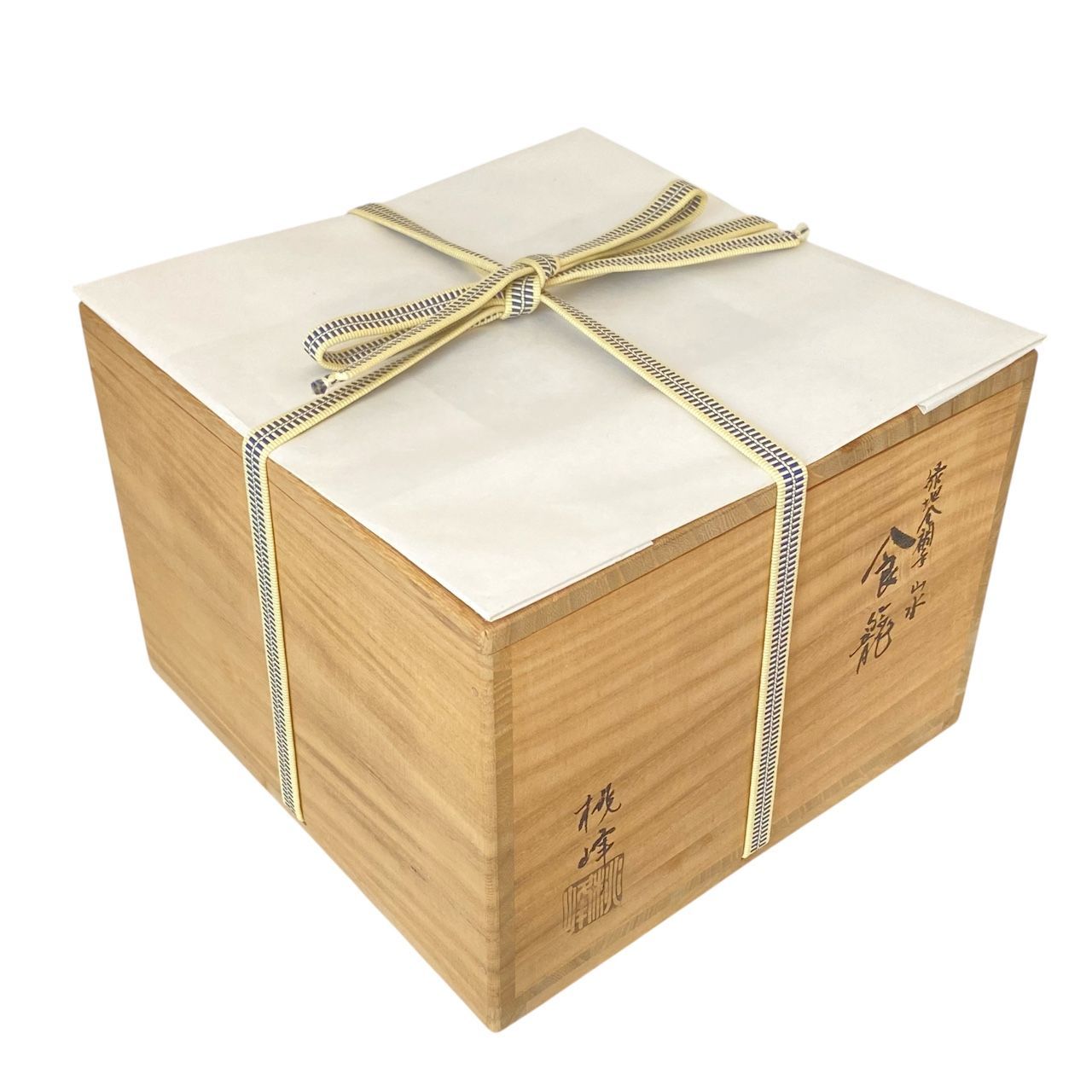 食籠 緑地金襴手 山水 平安桃峰 共箱入 茶道具 菓子器 食篭 喰籠 伝統