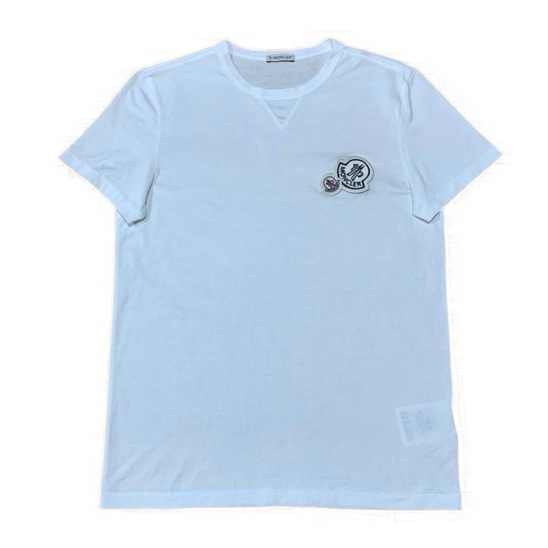 モンクレール ダブルロゴ ワッペン Tシャツ S 白 5S8 Tシャツ ダブル 