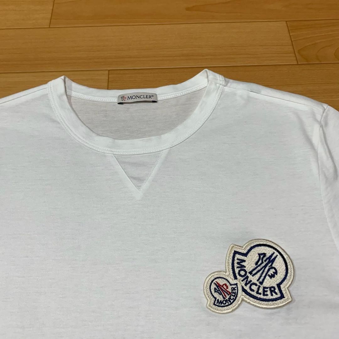 モンクレール ダブルロゴ ワッペン Tシャツ S 白 5S8 Tシャツ ダブル 