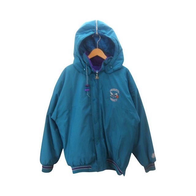 STARTER 90s NBA HORNETS 中綿NYLON JACKET LIGHT GREEN サイズM 