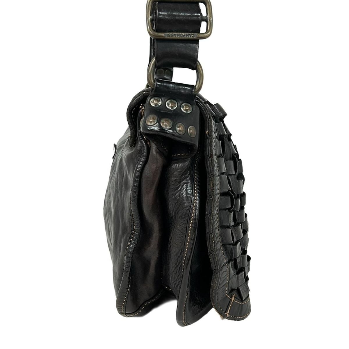 CAMPOMAGGI(カンポマッジ) ショルダーバッグ - 黒 編み込み レザー