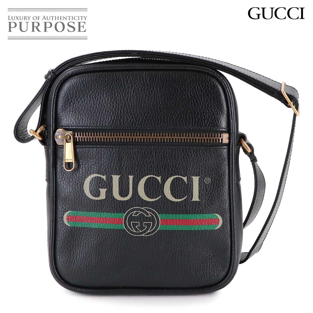 新品同様 グッチ GUCCI グッチ プリント ショルダー バッグ レザー