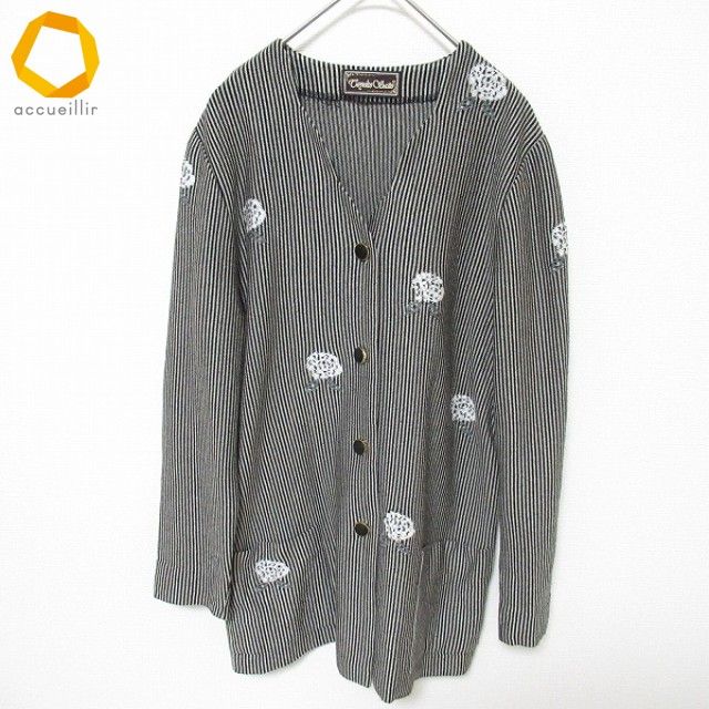 斉藤都世子 サイトウトヨコ ニットカーディガン ストライプ デザイン