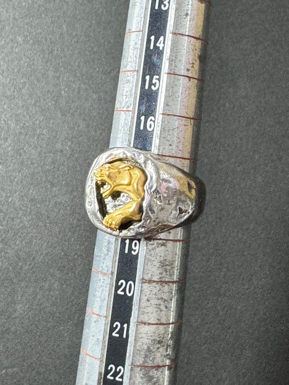 希少 カレライカレラ パンサー 18号ユニセックスSV925 K18 リング 指輪