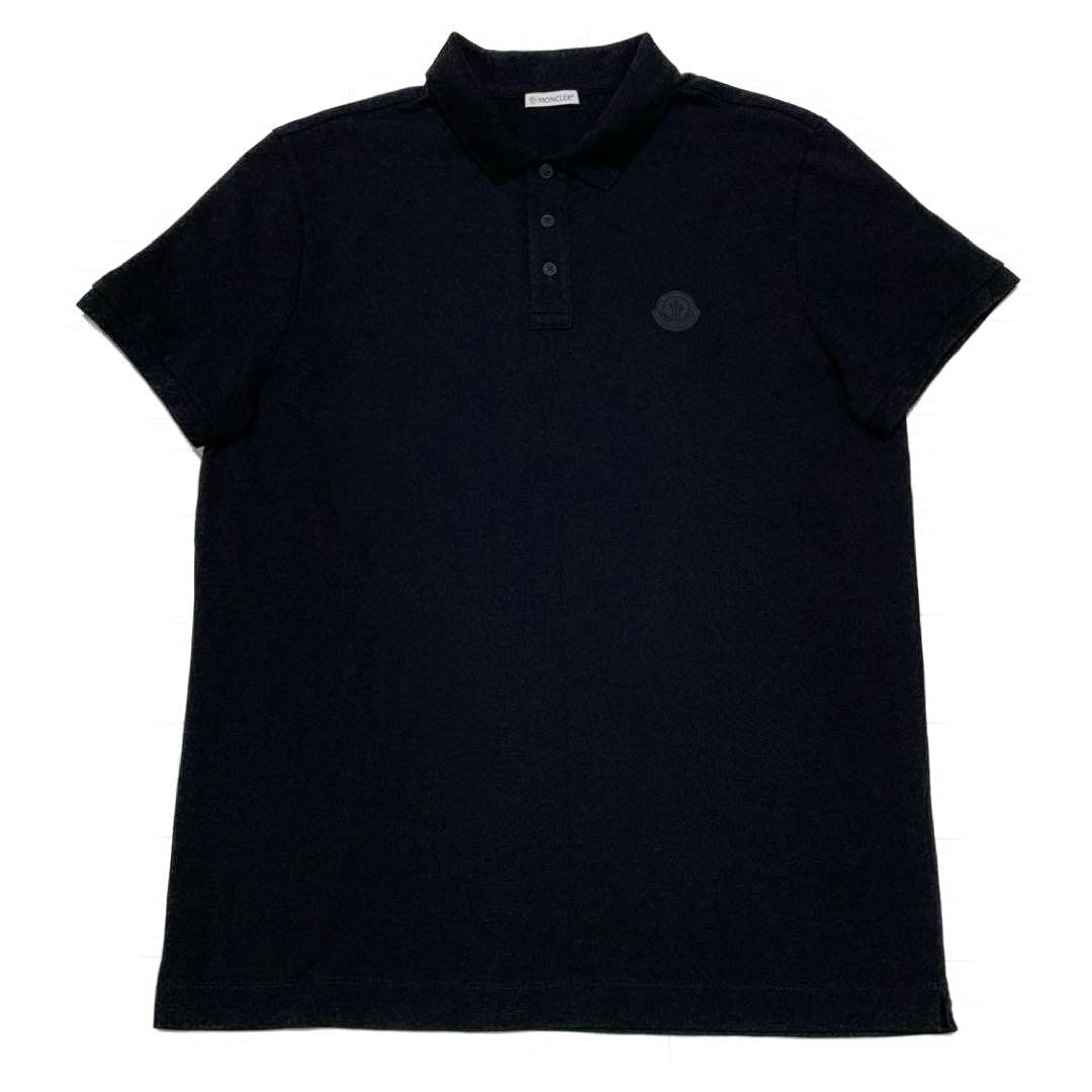 モンクレール ポロシャツ 黒ワッペン シリコン L 国内正規品 5S10