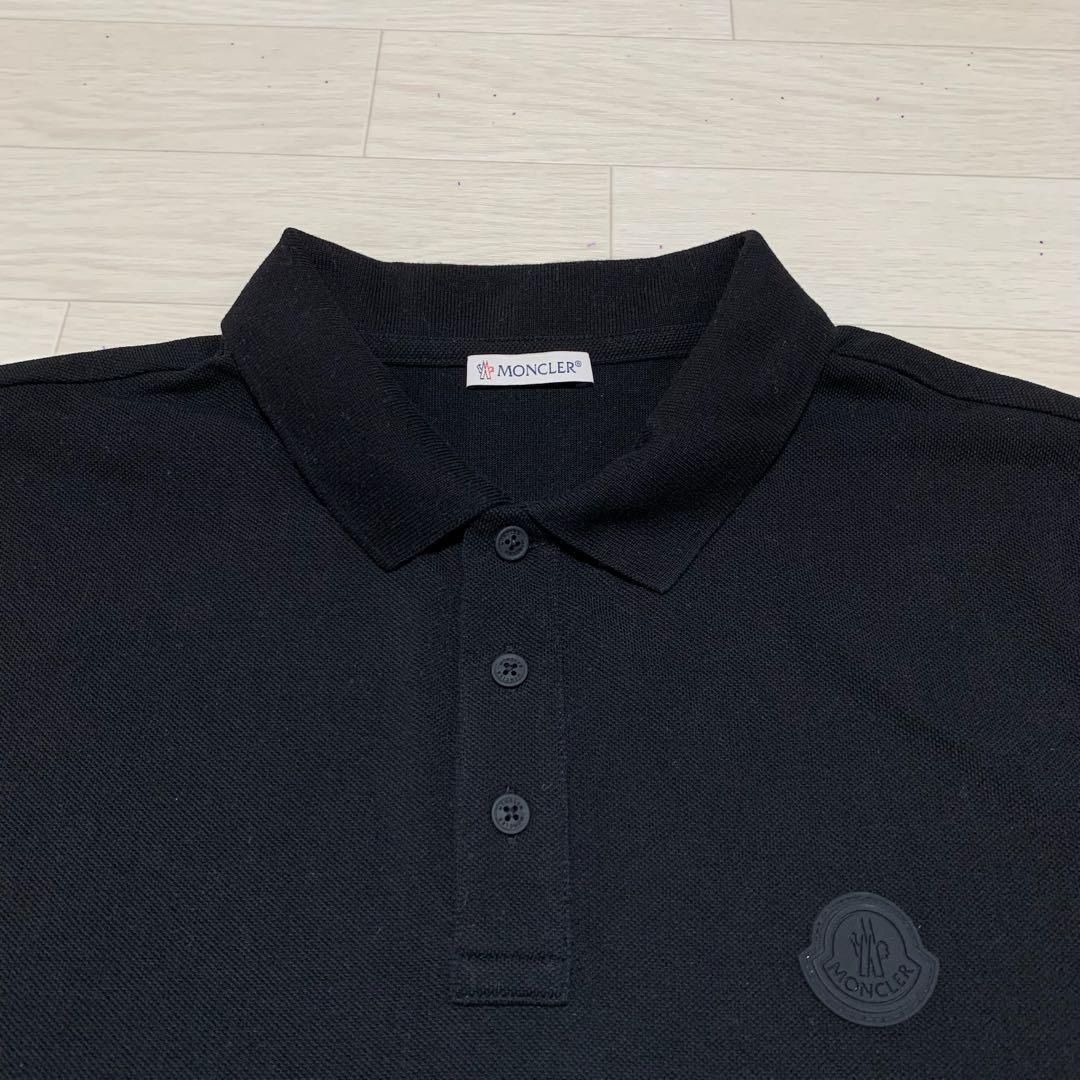 モンクレール ポロシャツ 黒ワッペン シリコン L 国内正規品 5S10