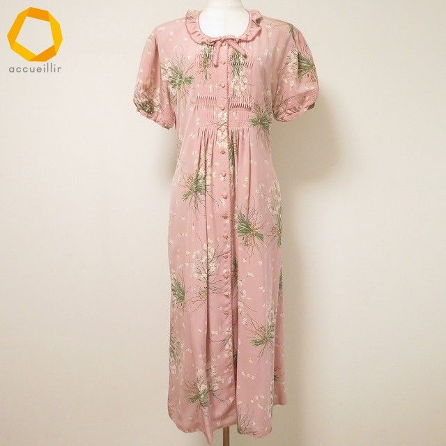 skc カネコイサオ KANEKO ISAO ワンピース ピンク 半袖 花柄 リボン