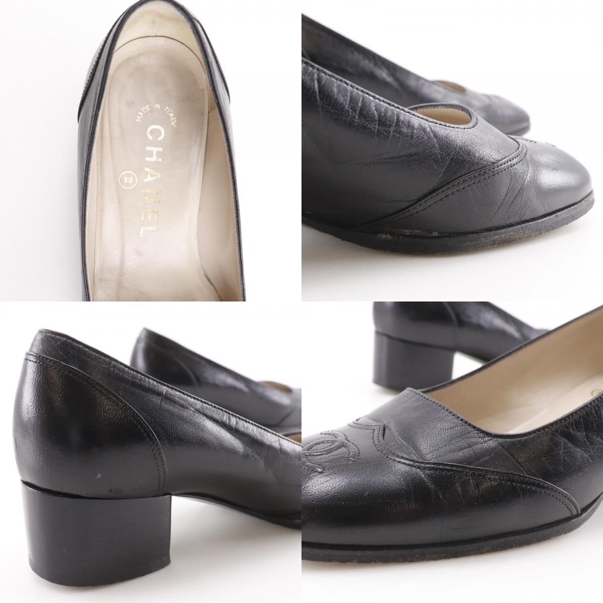 CHANEL】シャネル スクエアトゥ ココマーク レザー 黒 レディース