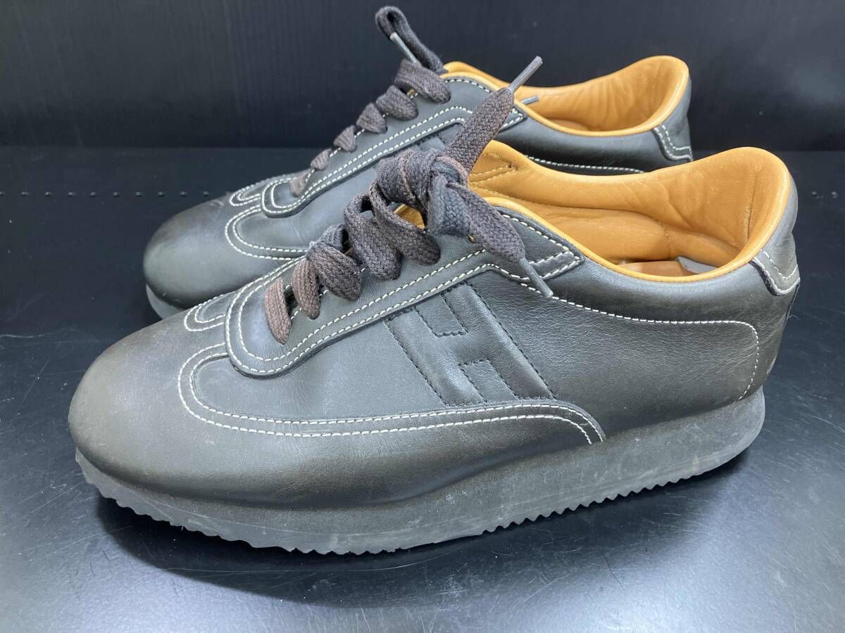 HERMES エルメス レザースニーカー ダークブラウン サイズ36 23cm