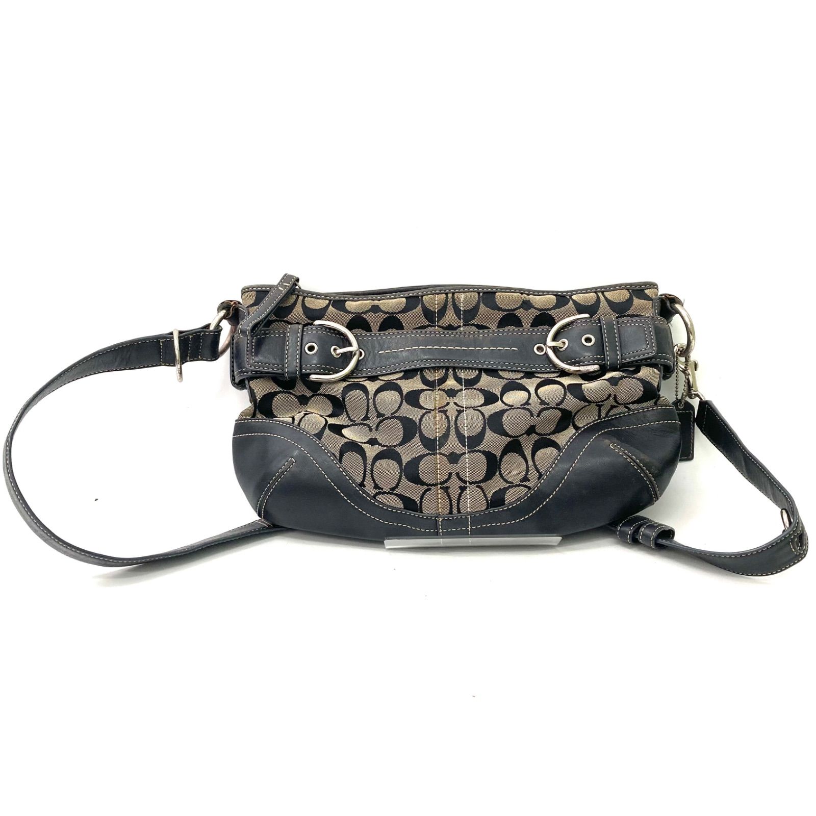 COACH】コーチ ショルダーバッグ ブラック シグネチャー柄 F07077 訳