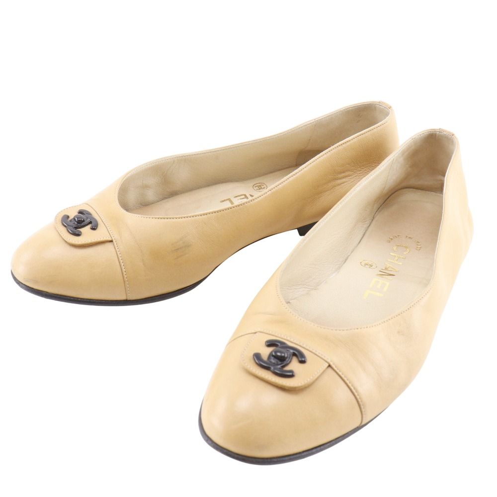 CHANEL】シャネル ココマーク バレエシューズ ラムスキン ベージュ