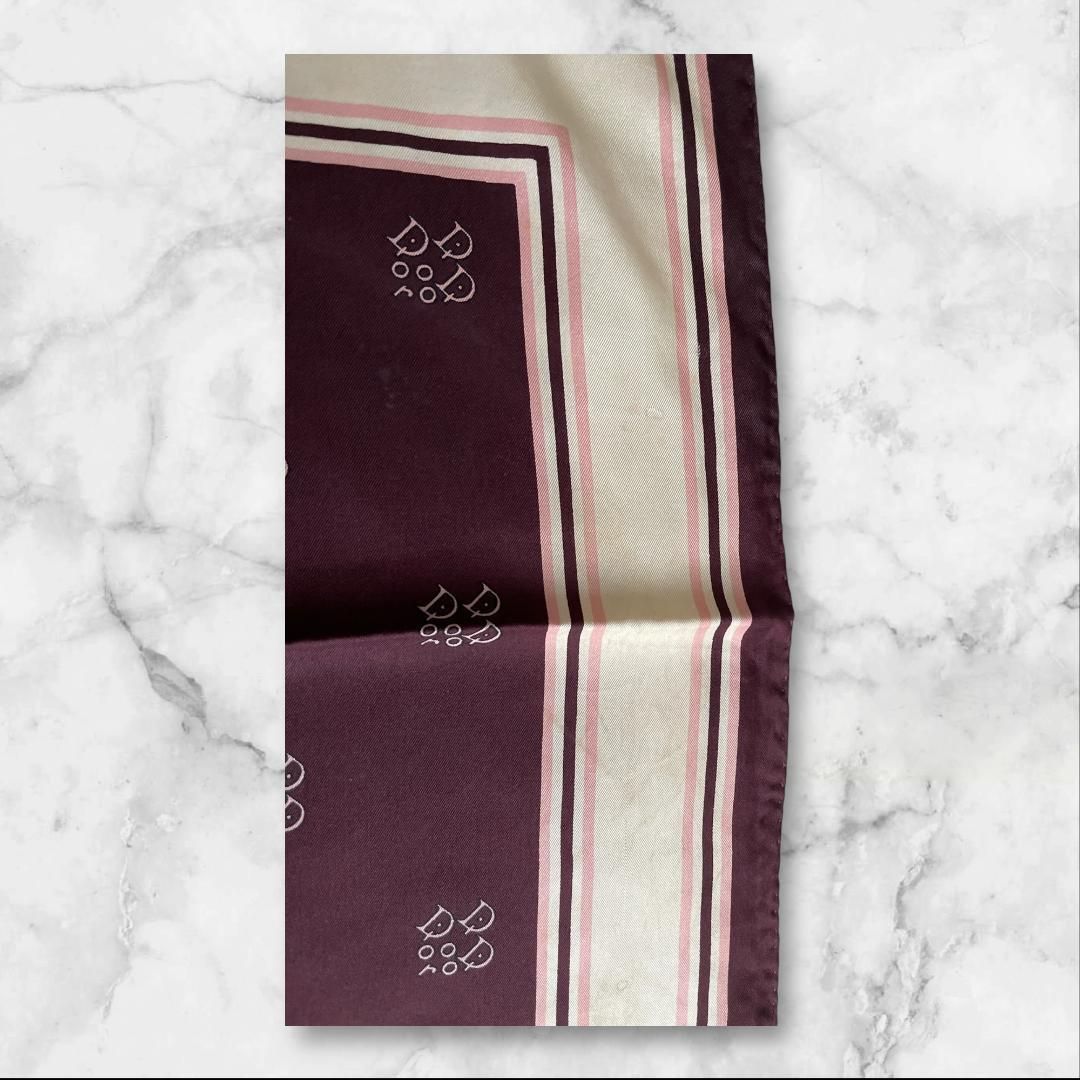 Christian Dior シルクスカーフ ボルドー ロゴ柄 約65cm - メルカリ