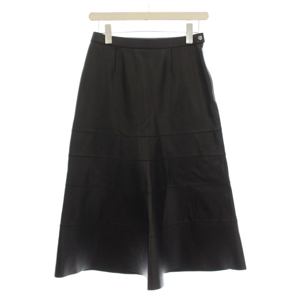 ロエベ LOEWE ラムレザー フレアスカート ロング 36 黒 /KH □BM