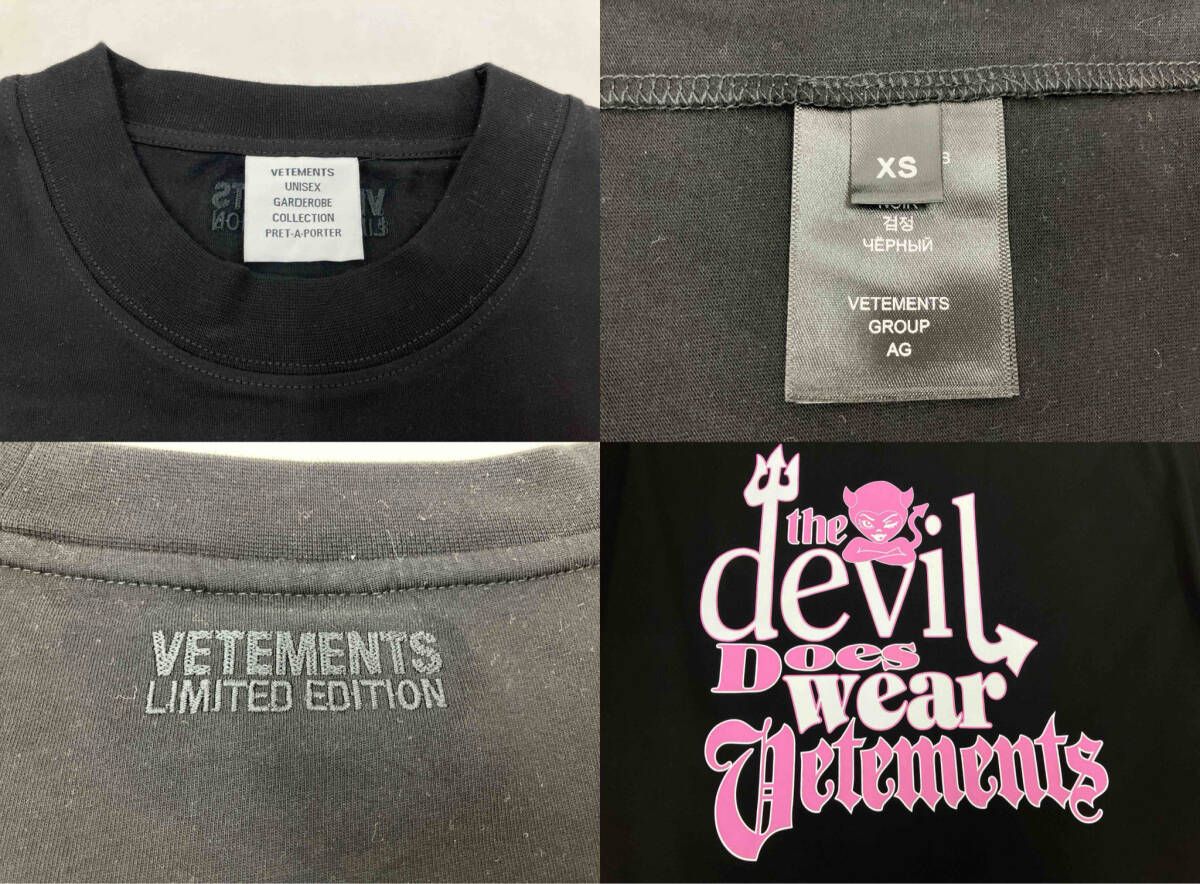 VETEMENTS ヴェトモン 22SS DEVIL DOES WEAR 半袖Tシャツ ブラック