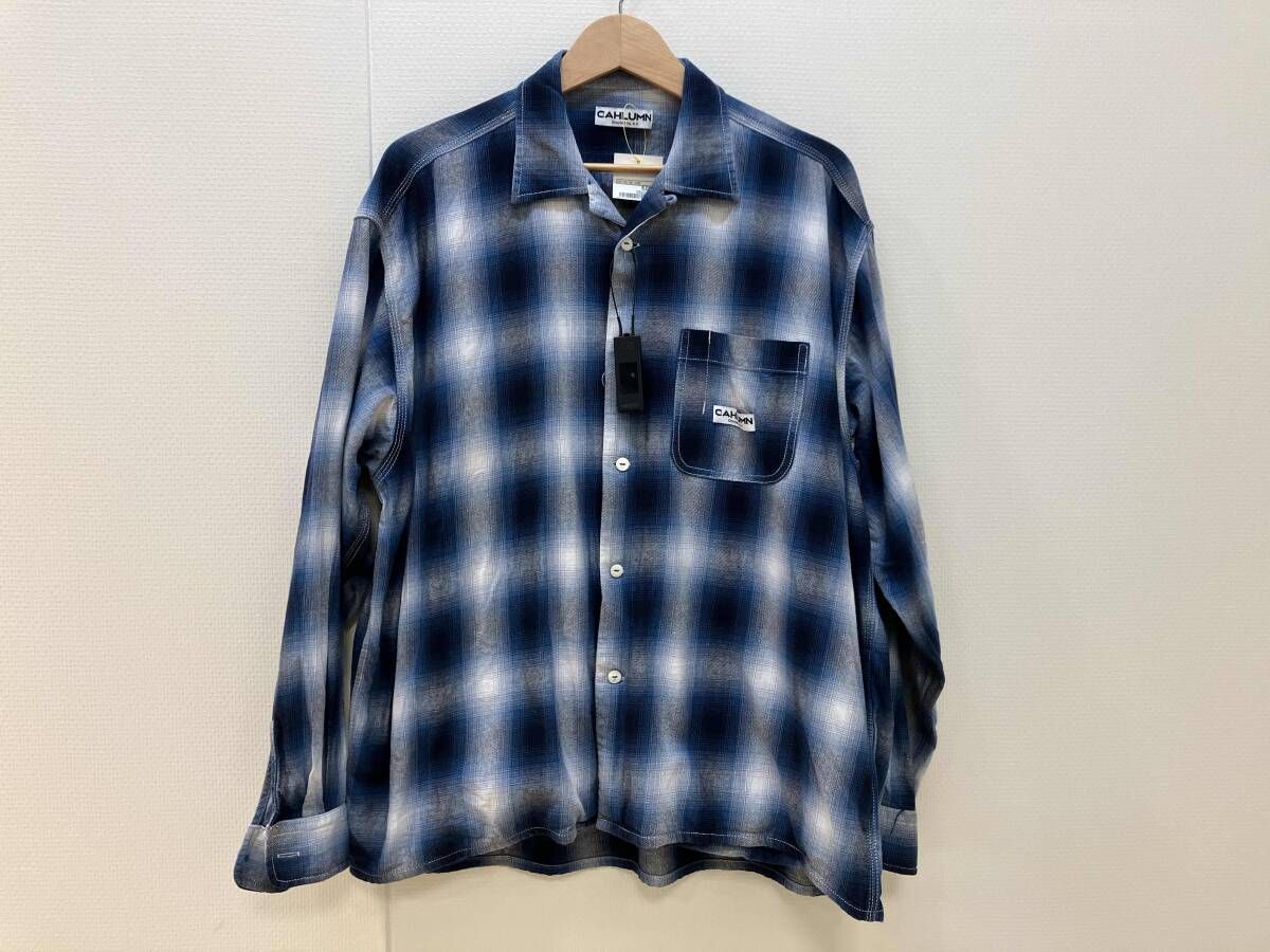 CAHLUMN カウラム Magazine Pocket Open Collar Shirt チェック柄