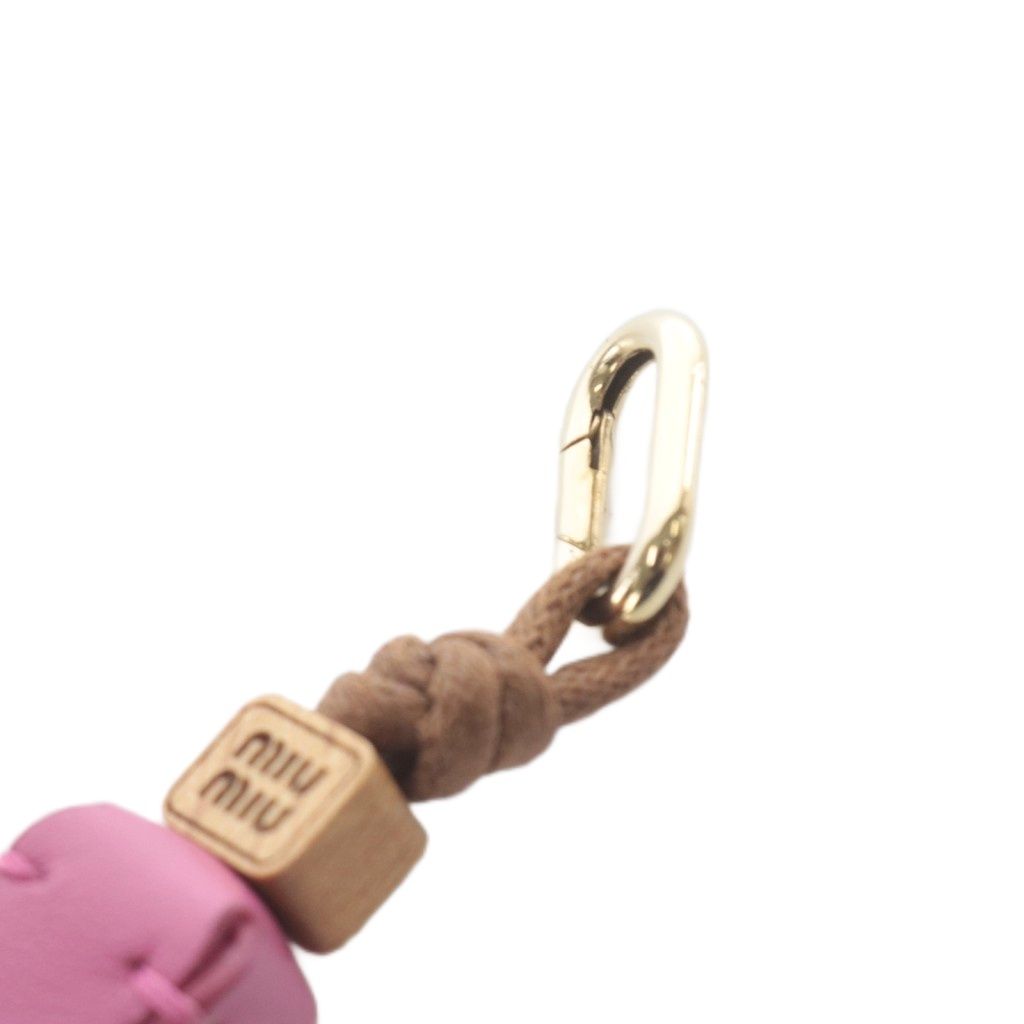ミュウミュウ miumiu レザー マイクロトリック チャーム ピンク 5ID007