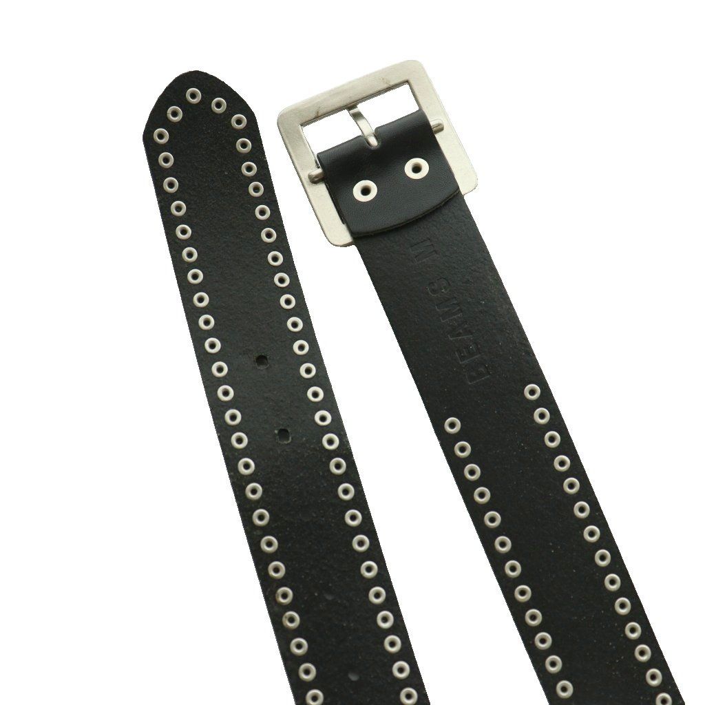 ビームス BEAMS レザースタッズベルト M 黒 ブラック シルバーカラー