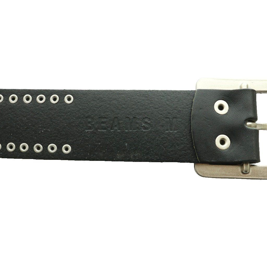 ビームス BEAMS レザースタッズベルト M 黒 ブラック シルバーカラー