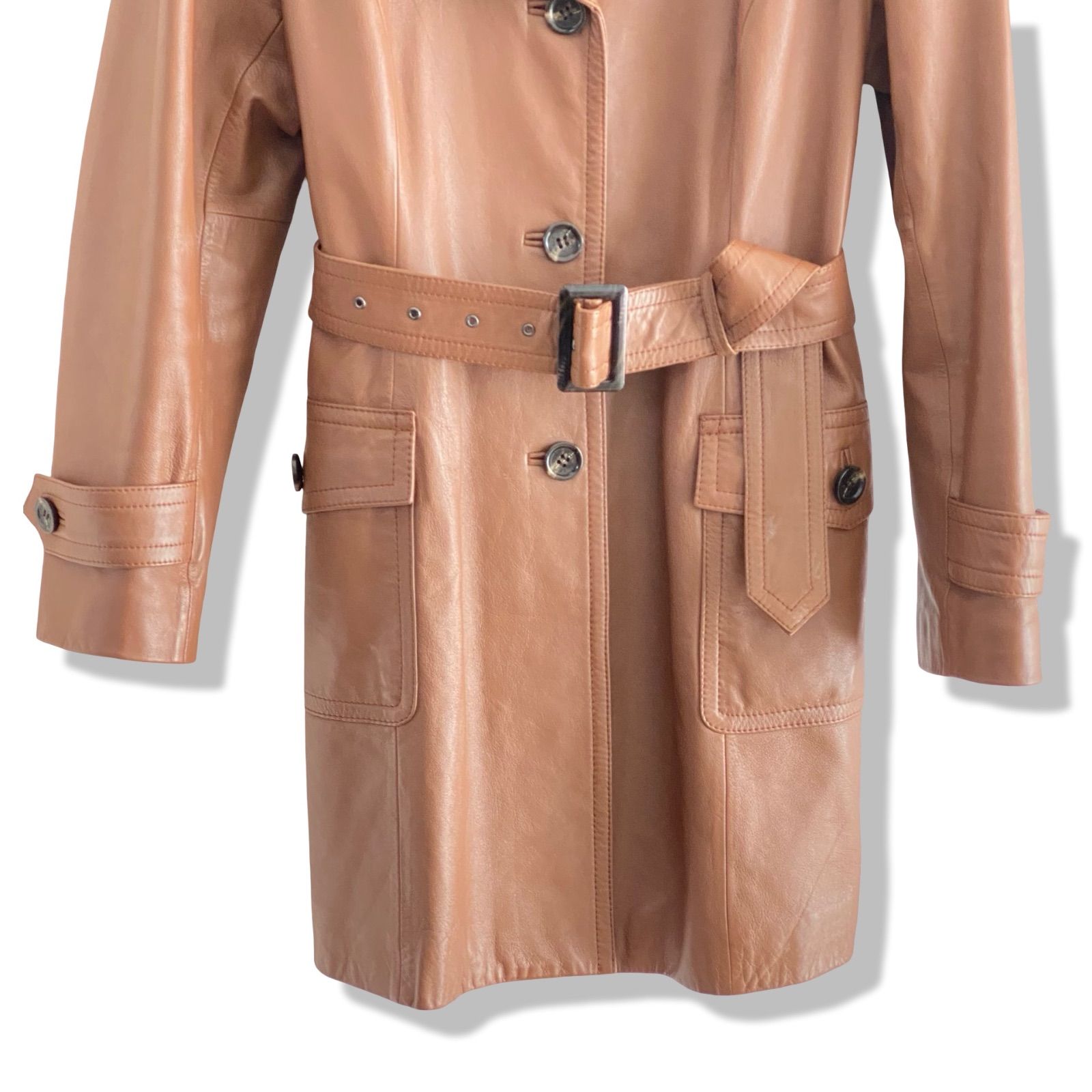 23区 レザーコート キャメル 46 レディース XLサイズ相当 本革 羊革