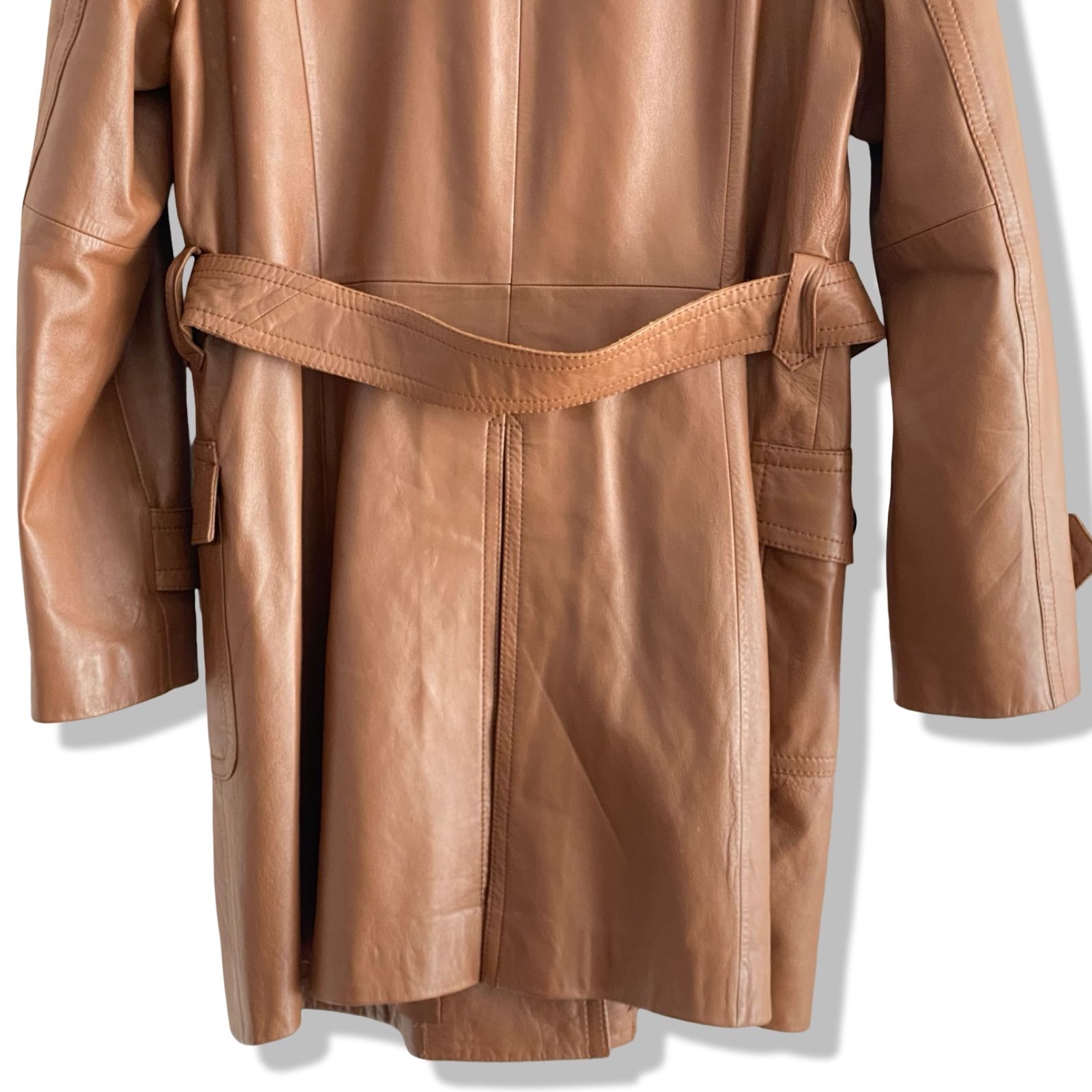 23区 レザーコート キャメル 46 レディース XLサイズ相当 本革 羊革