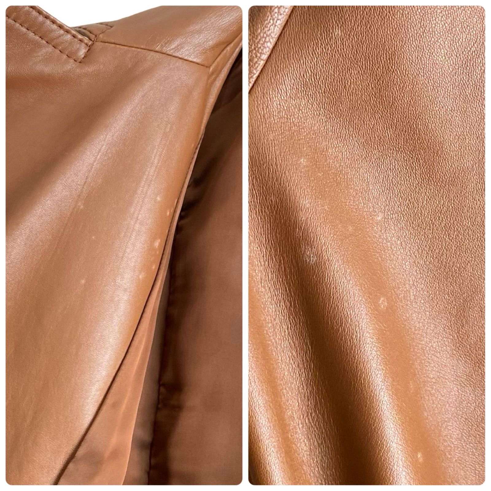 23区 レザーコート キャメル 46 レディース XLサイズ相当 本革 羊革