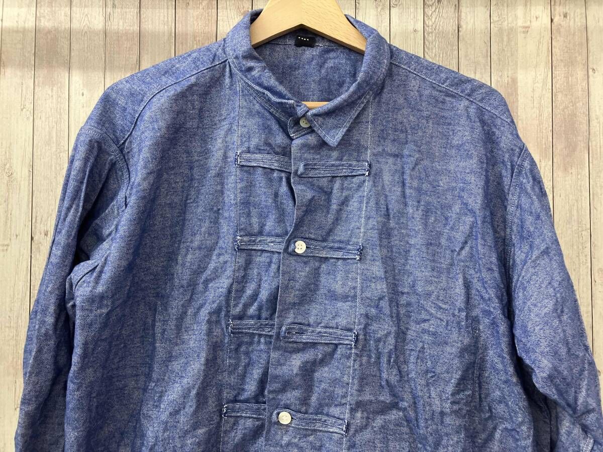 45R長袖シャツ タツノオトシゴダンガリーシャツリネイビー サイズM