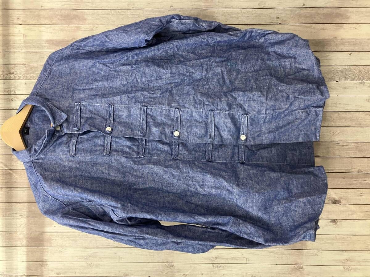 45R長袖シャツ タツノオトシゴダンガリーシャツリネイビー サイズM