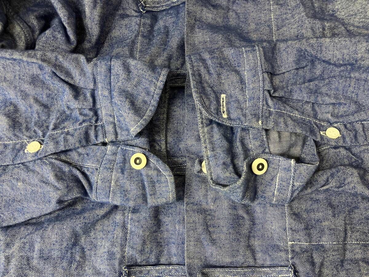 45R長袖シャツ タツノオトシゴダンガリーシャツリネイビー サイズM