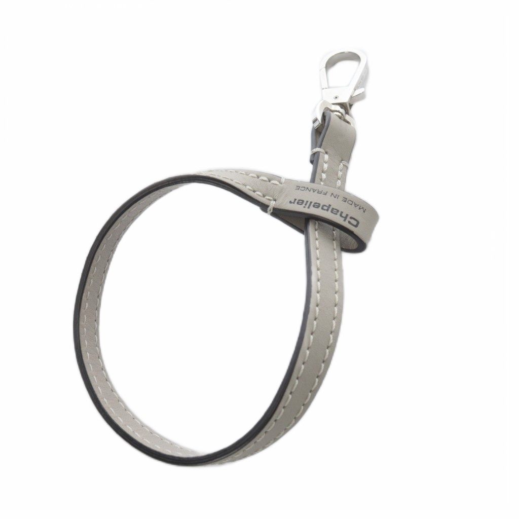 エルベシャプリエ Herve Chapelier レザーストラップ ロゴ グレー