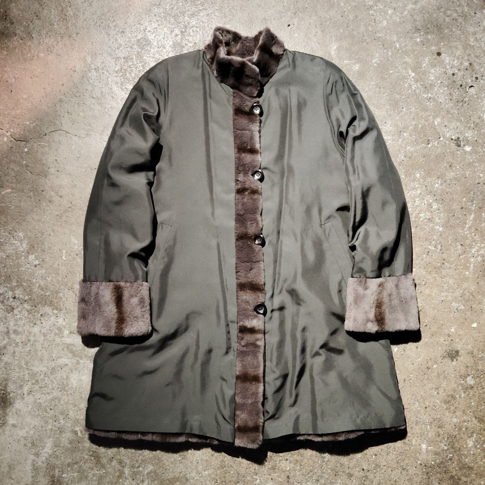 アンティーク GF Altima シルク ウィーゼル リバーシブル コート GF