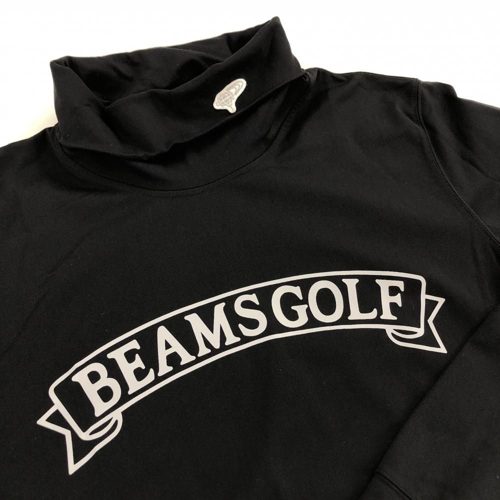 美品】ビームスゴルフ 長袖タートルネックシャツ 黒 裏微起毛 ロゴ
