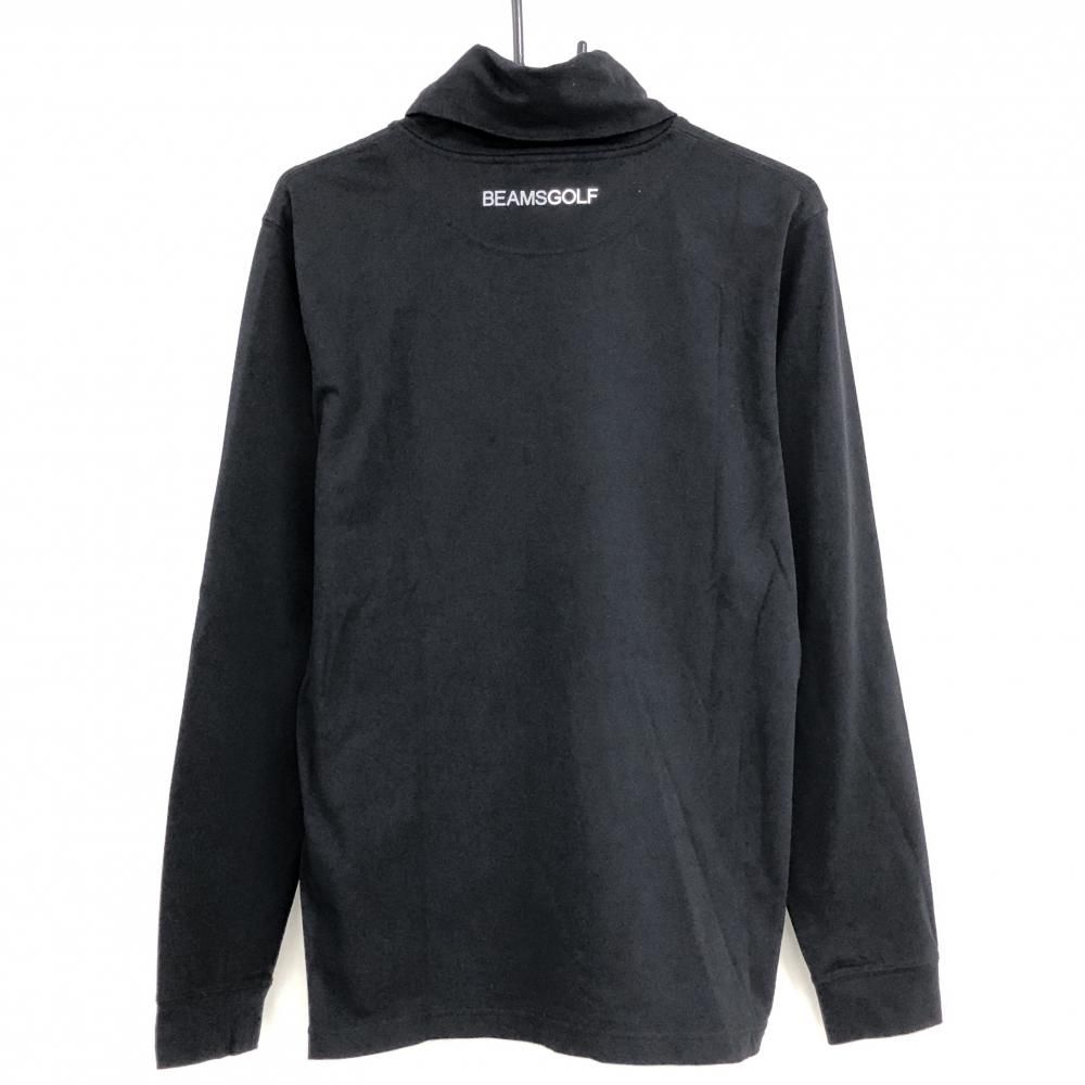 美品】ビームスゴルフ 長袖タートルネックシャツ 黒 裏微起毛 ロゴ