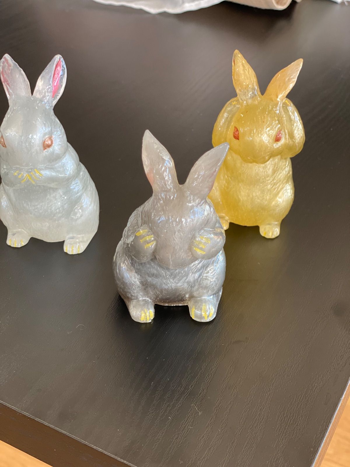 見ざる、言わざる、聞かざる うさぎバージョン 3個セット レジン