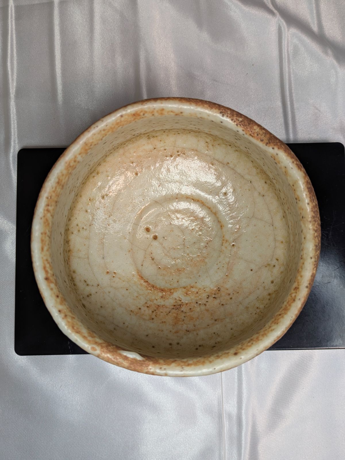 水野古麦 拝土窯 志野茶碗 瀬戸焼 共箱 共布 陶歴 銘入 刻印有 茶道具