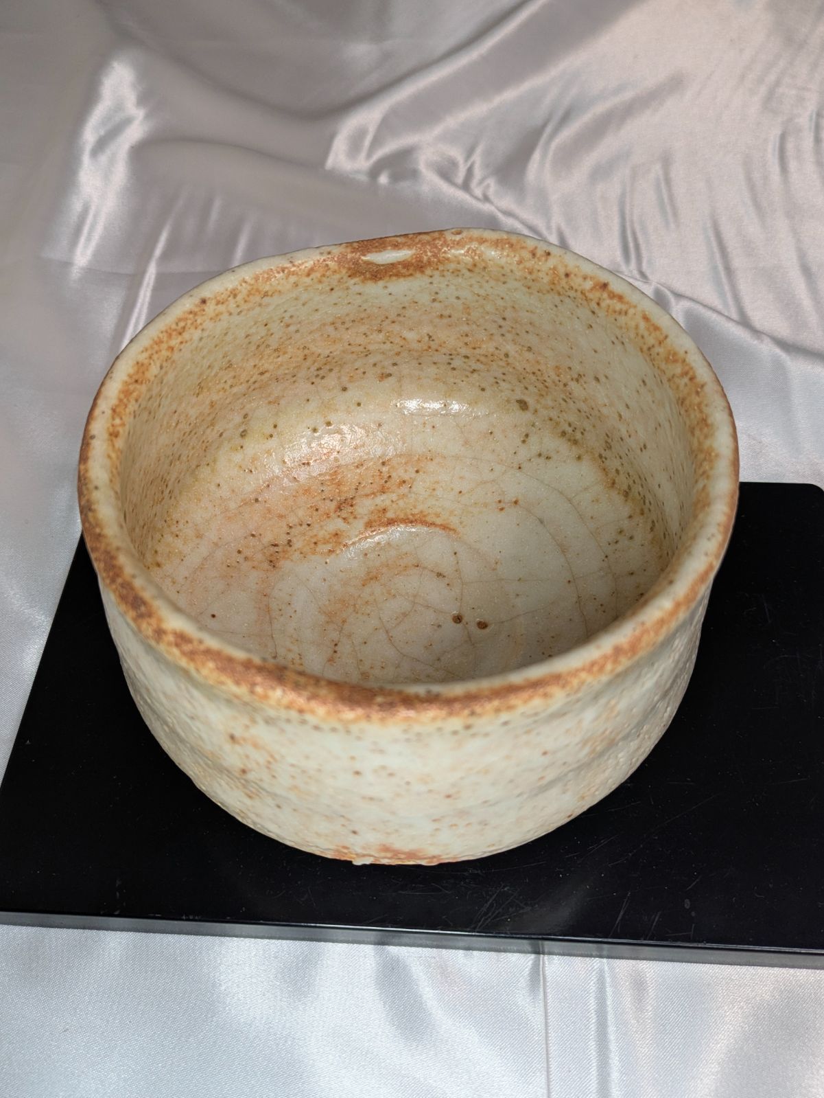 水野古麦 拝土窯 志野茶碗 瀬戸焼 共箱 共布 陶歴 銘入 刻印有 茶道具