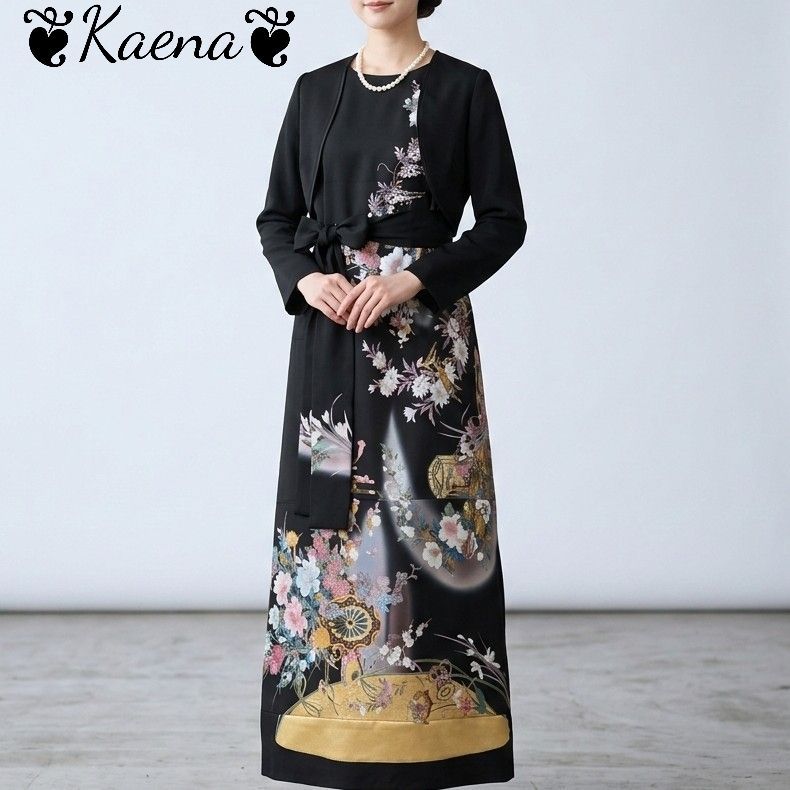 ❦Kaena❦ 着物リメイク ワンピース&ボレロ 作家物 ロング ドレス