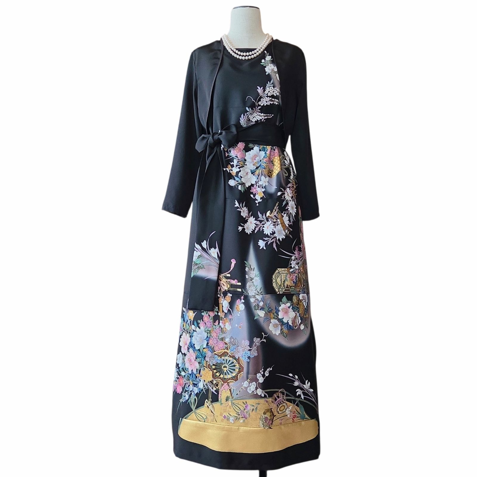 ❦Kaena❦ 着物リメイク ワンピース&ボレロ 作家物 ロング ドレス