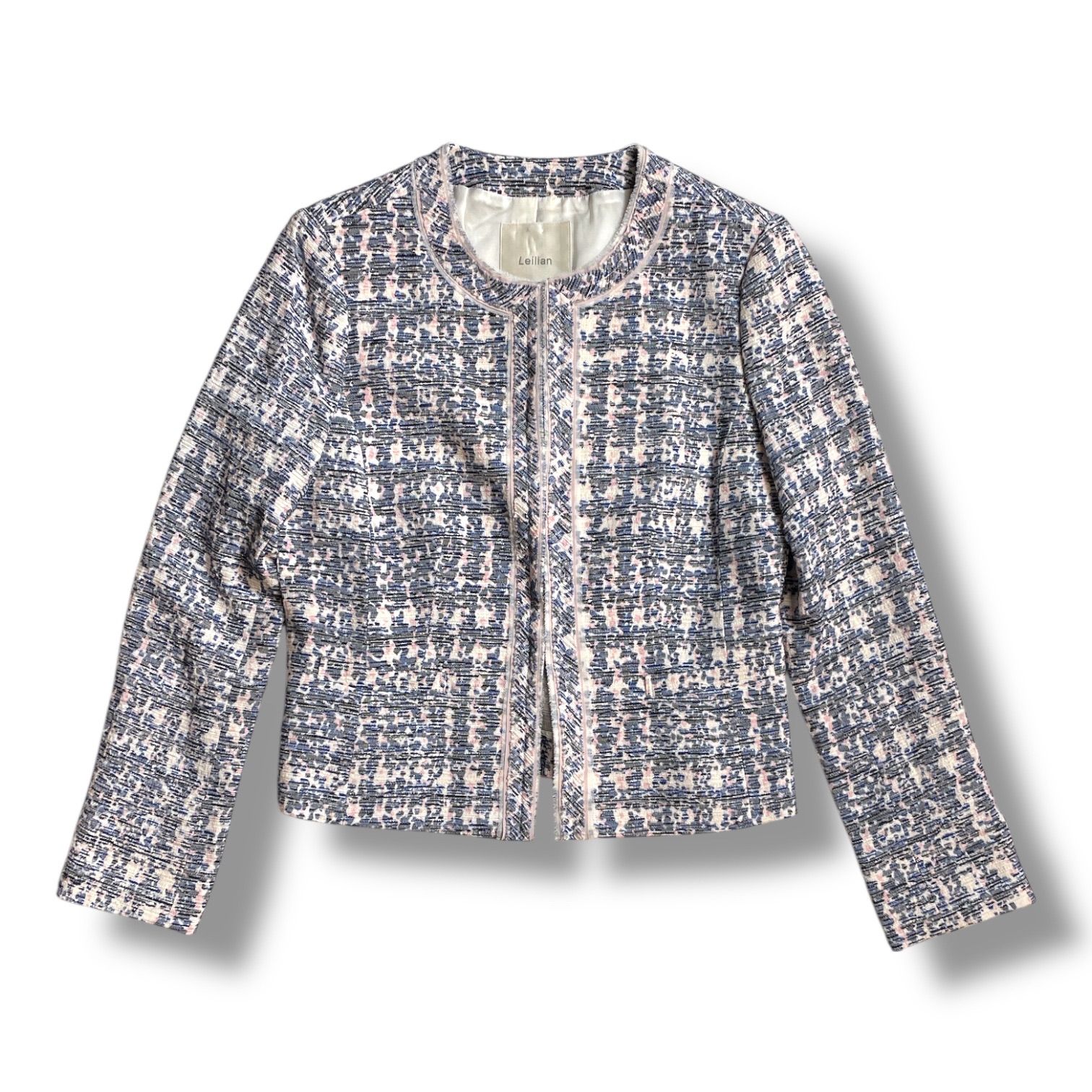 Leilian レリアン ツイードセットアップ ノーカラージャケット タイト