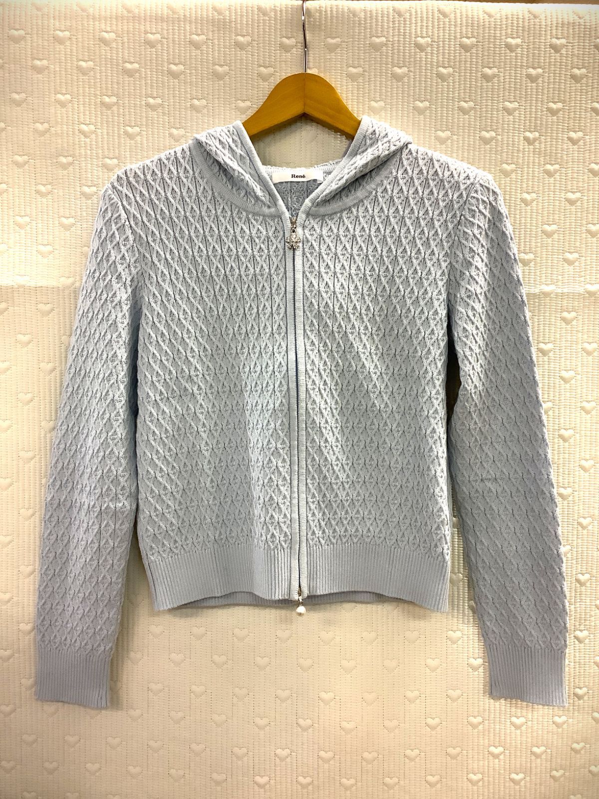 レディース 【Rene/ルネ】レディース ニットジップパーカー パール 
