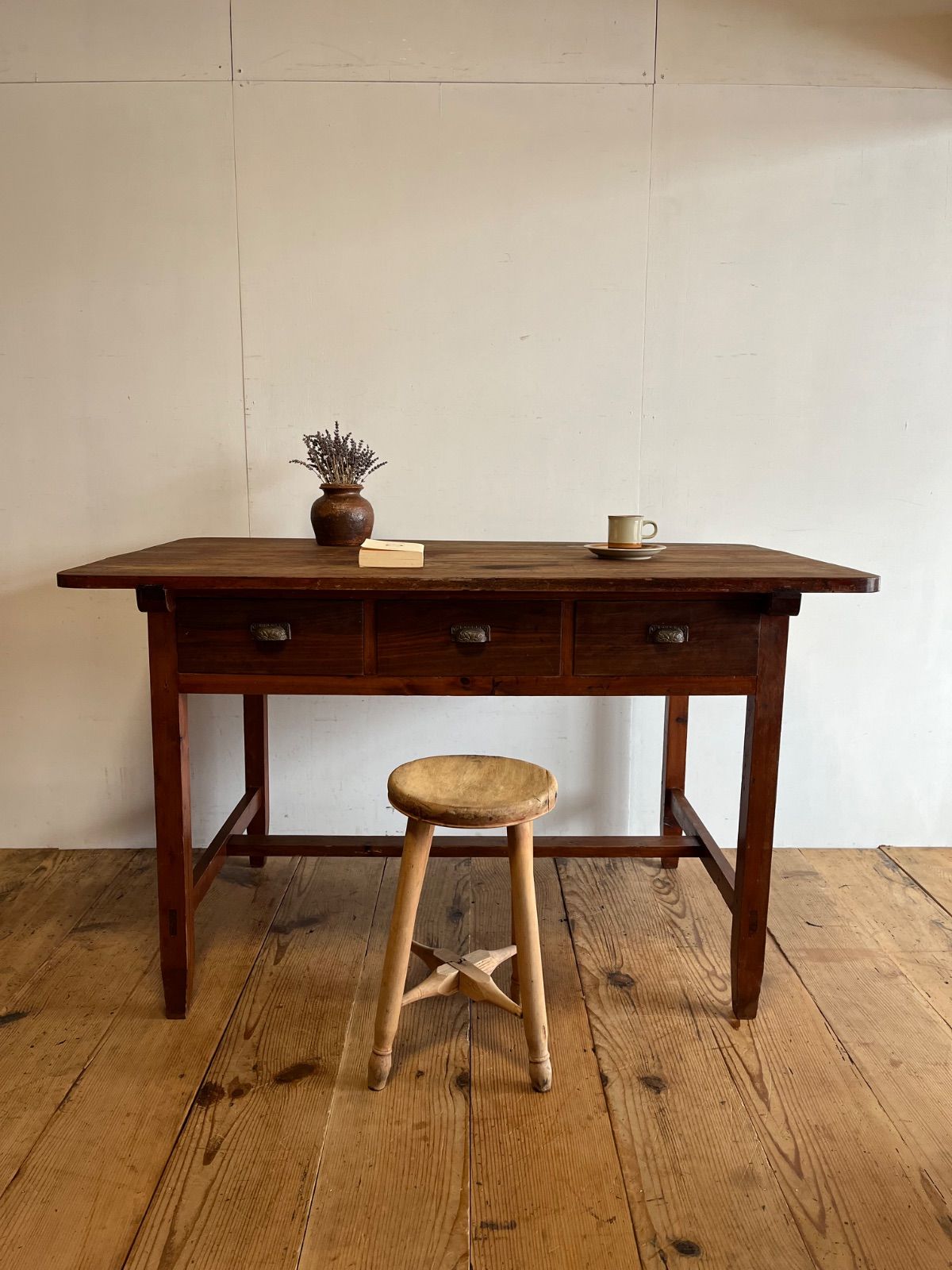 アンティーク テーブル 机 デスク 両側引き出し k1 - メルカリ