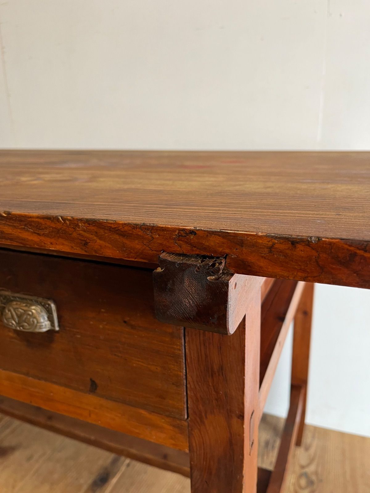 アンティーク テーブル 机 デスク 両側引き出し k1 - メルカリ