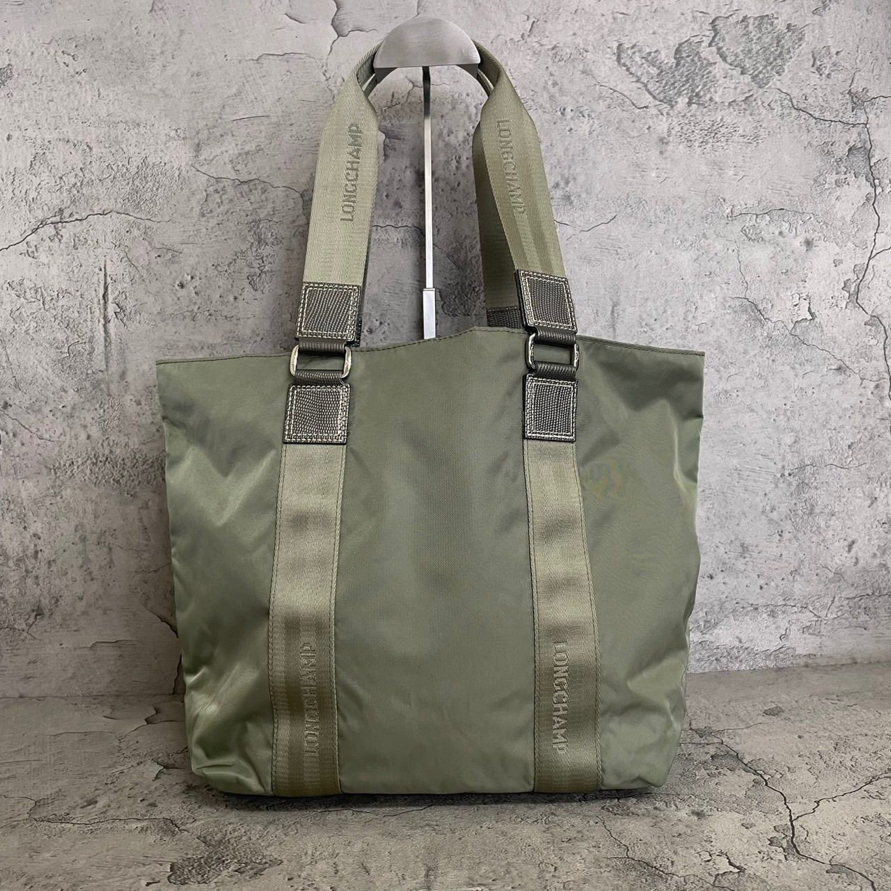 A4可 美品 Longchamp ロンシャン トートバッグ ロゴ 大容量 ナイロン 
