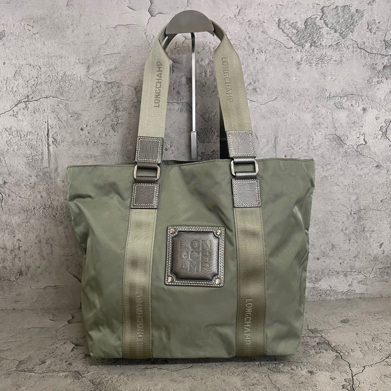A4可 美品 Longchamp ロンシャン トートバッグ ロゴ 大容量 ナイロン
