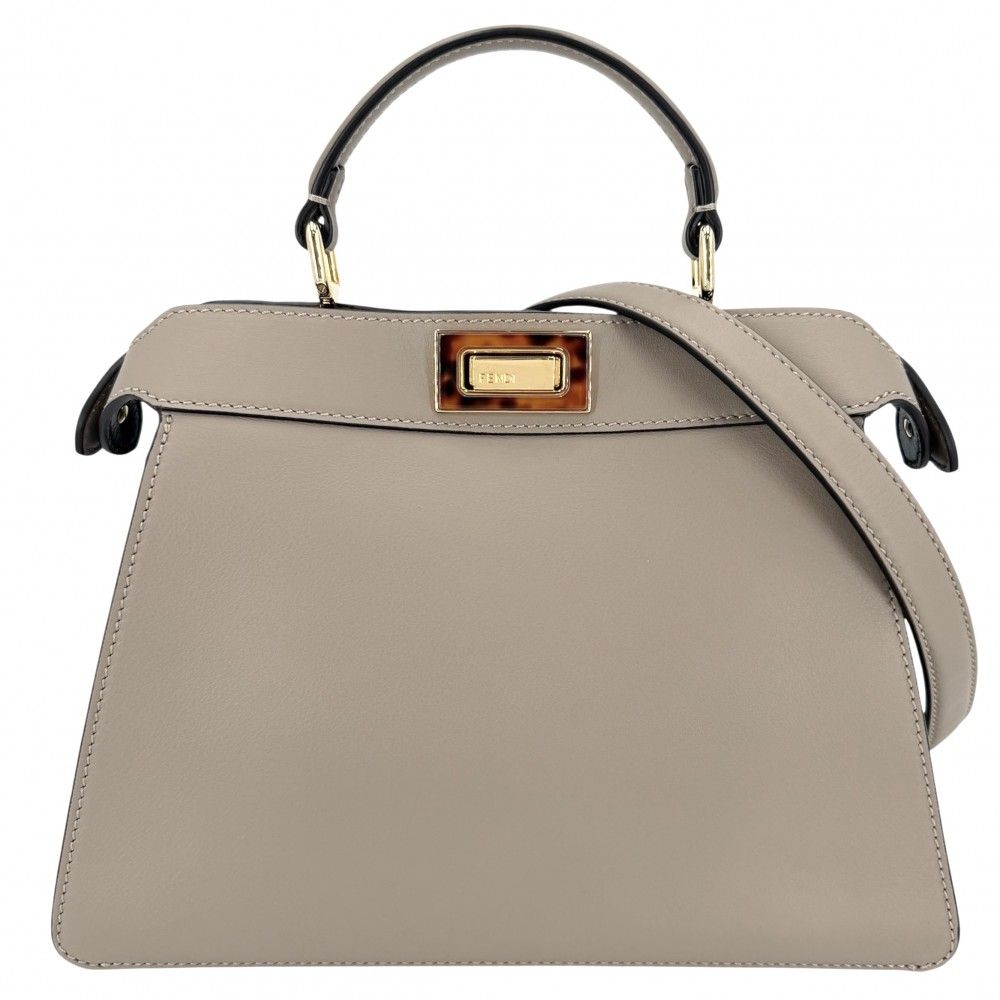 【売り尽くし】FENDI フェンディ 2WAY ピーカブーアイシーユー スモール ショルダーバッグ ハンドバッグ 肩掛け 斜め掛け ISeeU 8BN327 レザー    グレージュ ゴールド金具 レディース【中古品】 売り尽くし】 フェンディ 2WAY レディース ピーカブーアイシーユー
