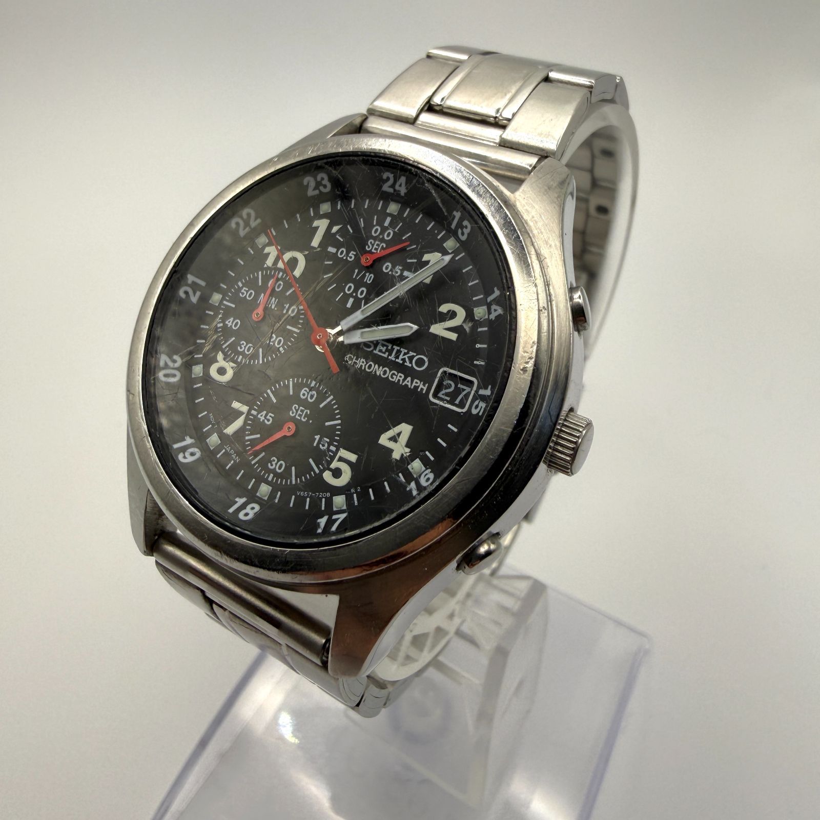 稼働品 SEIKO セイコー クロノグラフ V657-7110 クォーツ カレンダー
