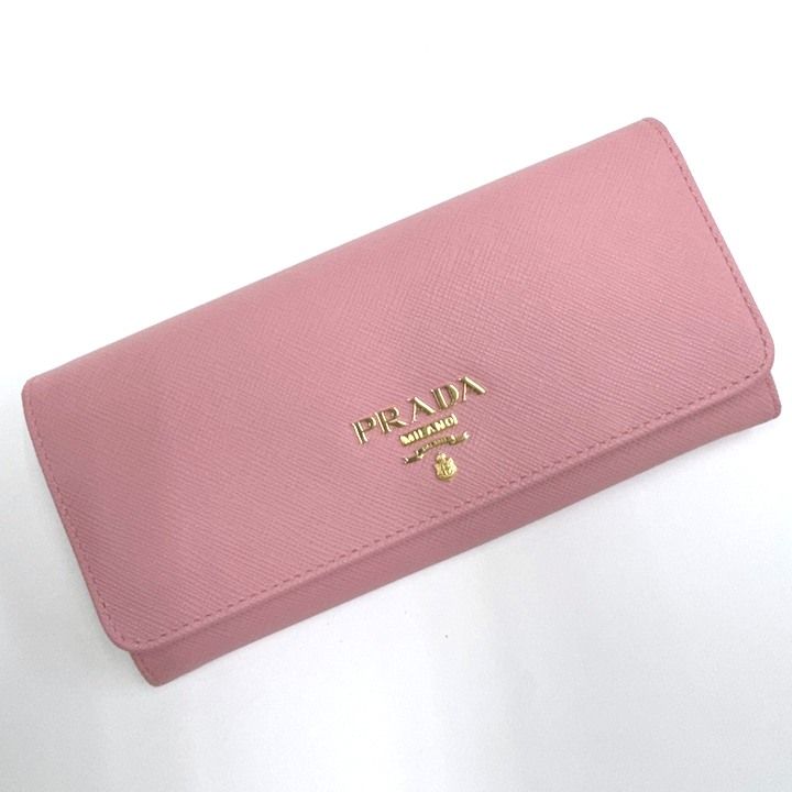 PRADA プラダ パスケース付 長財布 サフィアーノ レザー ピンク