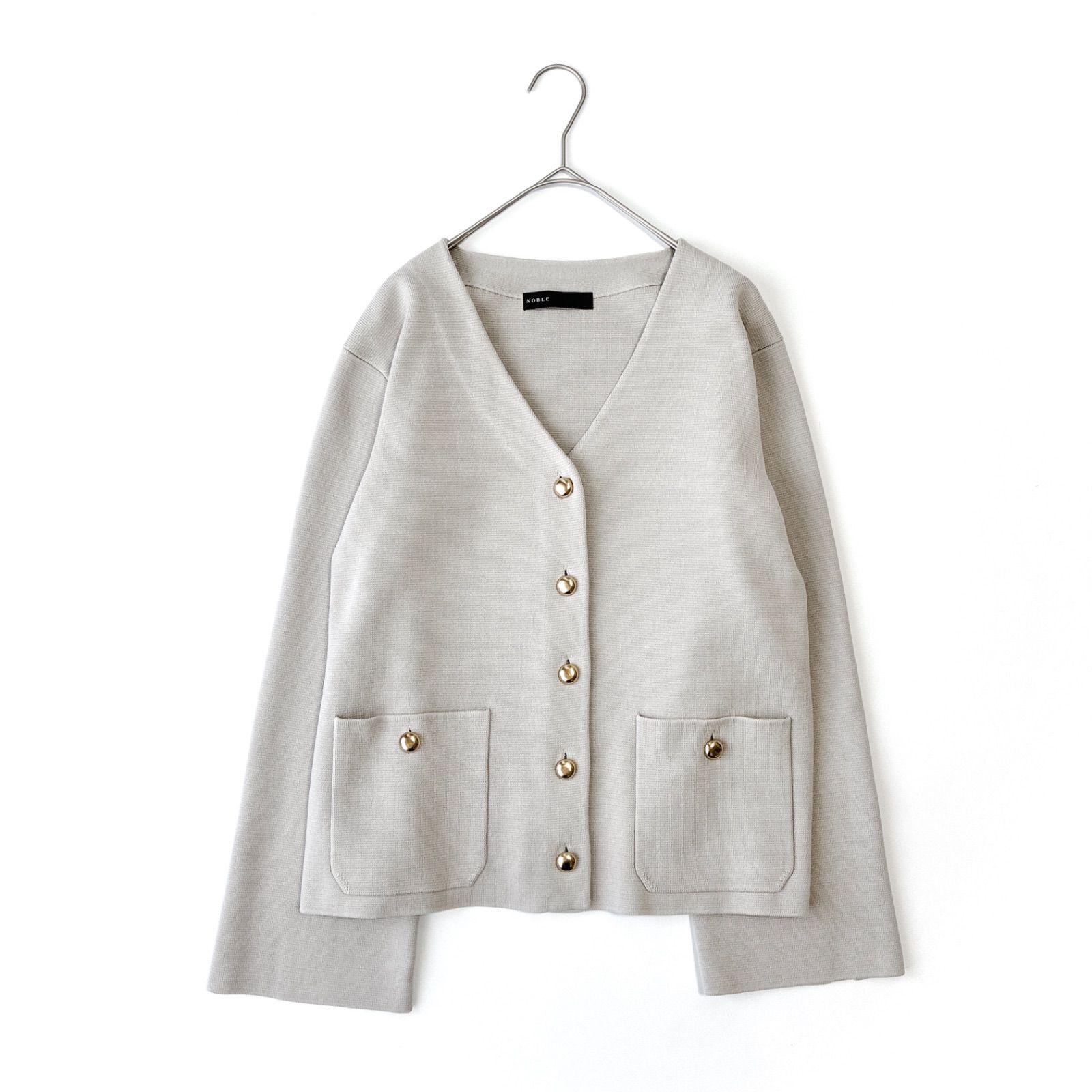 NOBLE ノーブル / NEW ミラノリブジャケットカーディガン / グレー