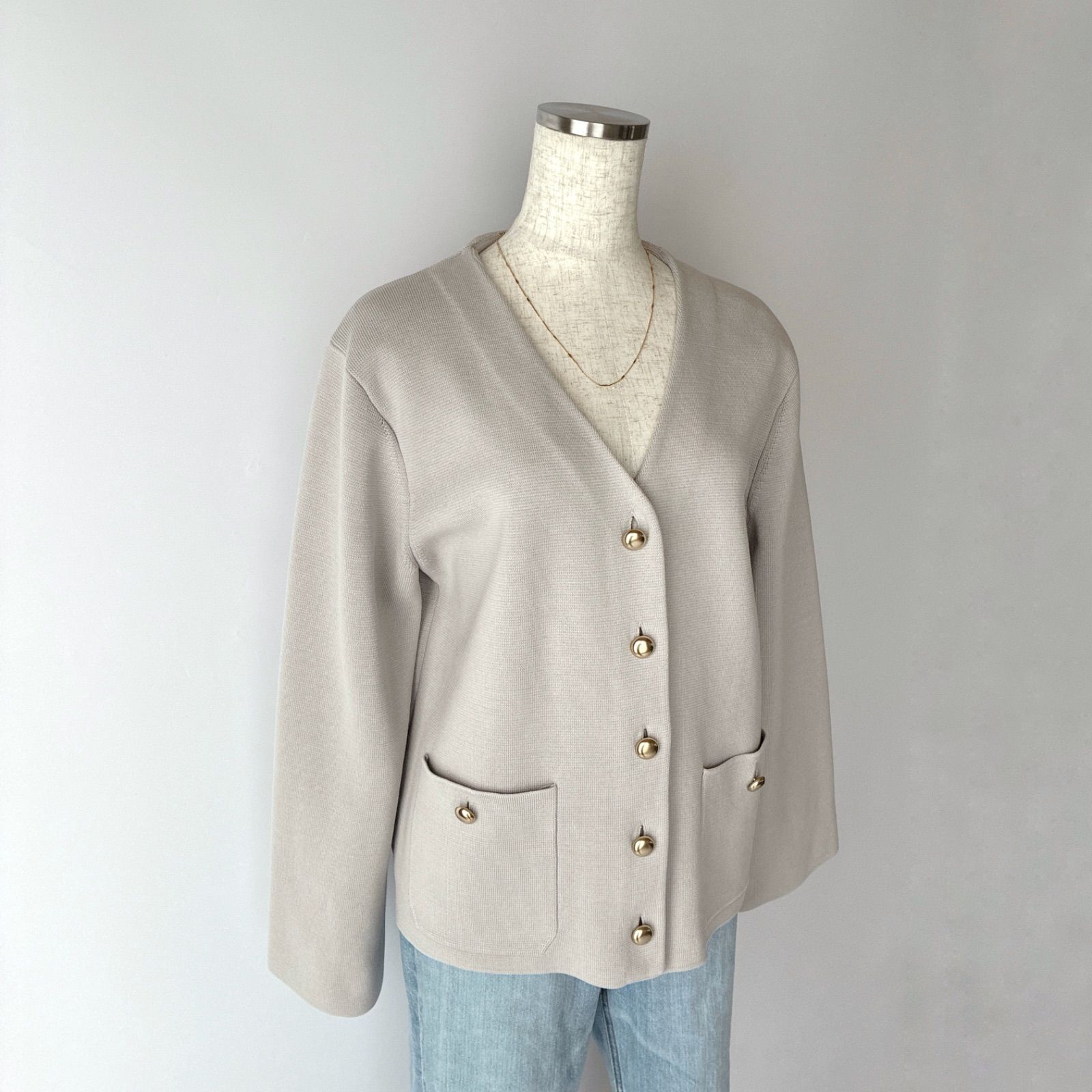 NOBLE ノーブル / NEW ミラノリブジャケットカーディガン / グレー