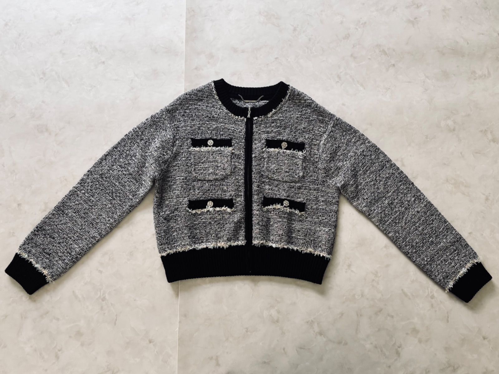 未使用品】Sサイズ セルフォード ツイード ニットジャケット ニット